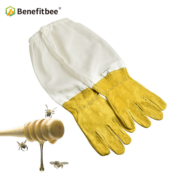 Benefitbee Beekeeper Prevent Gloves Protective Sleeves Ventilated Professional Anti Bee for Apiculture Beekeeper Beehive Yellow